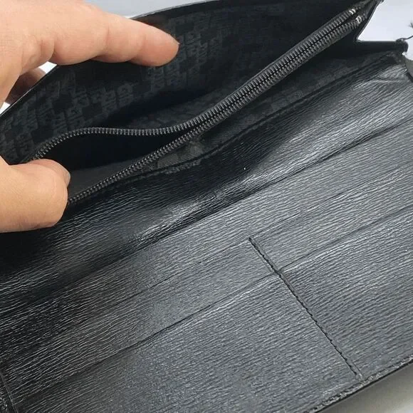 Givenchy Gentleman Black Leather Slim Long Wallet **FLAWS**